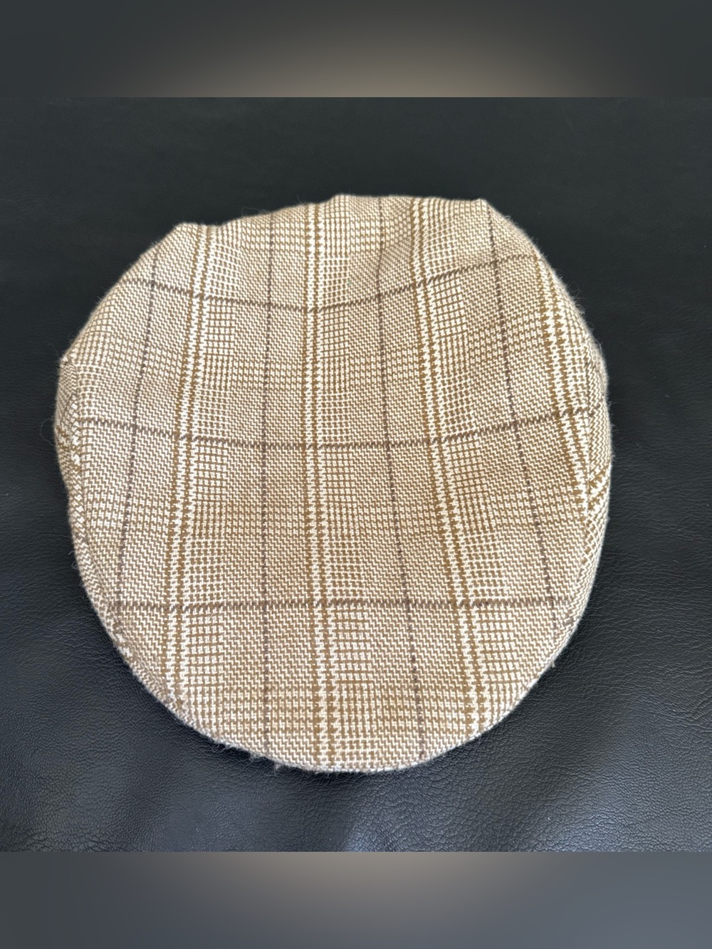 BRONER Tan Plaid Newsboy Flat Golf Hat Cap Size Large